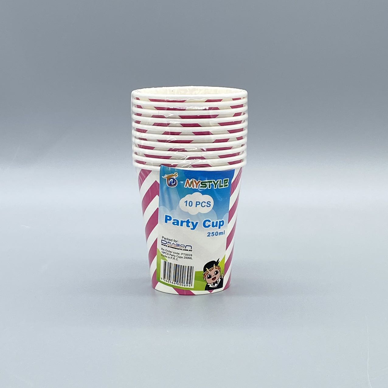 10PCS Disposable Line Paper Cups 250ML