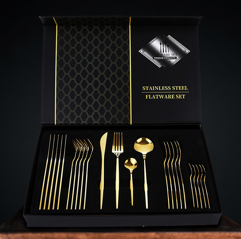 24PCS Stainless Steel Cutlery set (Gold)