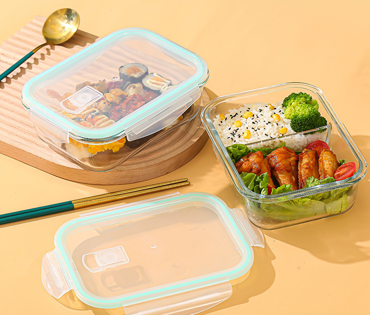 1520ml Split Rectangular Heat-Resistant Glass Food Storage, Partition