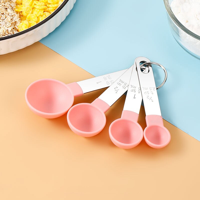 WORTHBUY Stackable Plastic Measuring Spoon And Cup Set With Stainless Handle Measuring Scoops For Baking Kitchen Measuring Tools