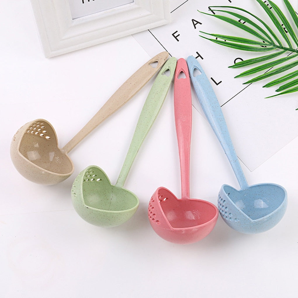 FenKicyen New Soup Spoon Long Handle Kitchen Strainer Solid Color Cooking Colander Kitchen Scoop Plastic Tableware Colander Hot