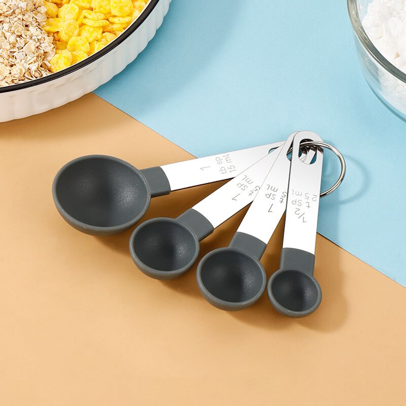 WORTHBUY Stackable Plastic Measuring Spoon And Cup Set With Stainless Handle Measuring Scoops For Baking Kitchen Measuring Tools