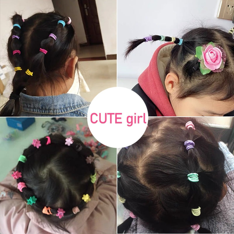 New 100pcs/lot Hair bands Girl Candy Color Elastic Rubber Band Hair band Child Baby Headband Scrunchie Hair Accessories for hair