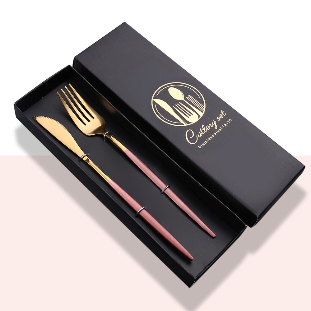 Cutlery gift box, stainless steel bright mirror Portuguese tableware four-piece set