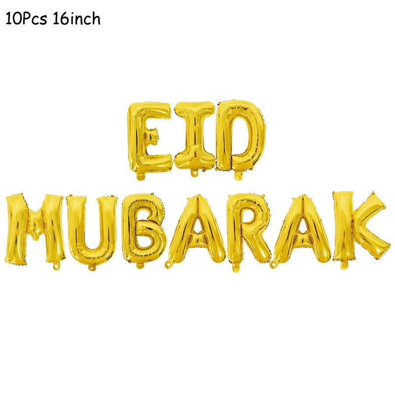 Eid Mubarak Banner Balloons Ramadan Kareem Decoration Ramadan Mubarak Muslim Islamic Festival Party DIY Decorations