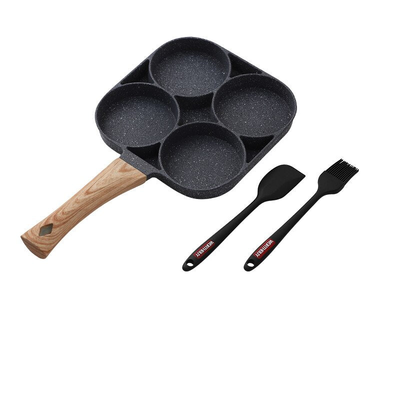 WORTHBUY Multifunctional Frying Pan With Four-Hole Non-Stick Saucepan For Breakfast Maker Omelet Steak Egg Pancake Pan Cookware