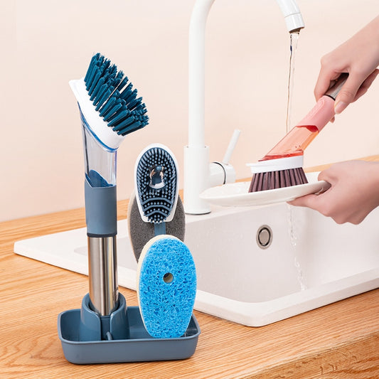 Cleaning brush multifunctional brush dish cleaning kitchen sponge long handle brush descaling decontamination brush pot.