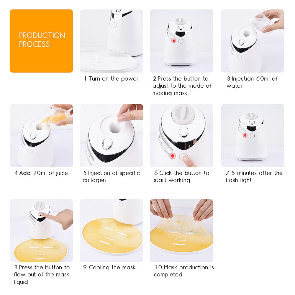 Face Mask Maker Machine Facial Treatment DIY Automatic Fruit Natural Vegetable Collagen Home Use Beauty Salon SPA Care Eng Voice