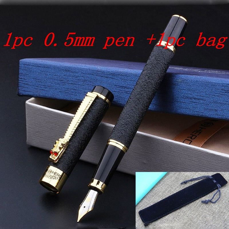 Luxury High Quality Hero Fountain Pen Frosted Black Golden Dragon Iraurita Ink Pen Stationery Office School Supplies New