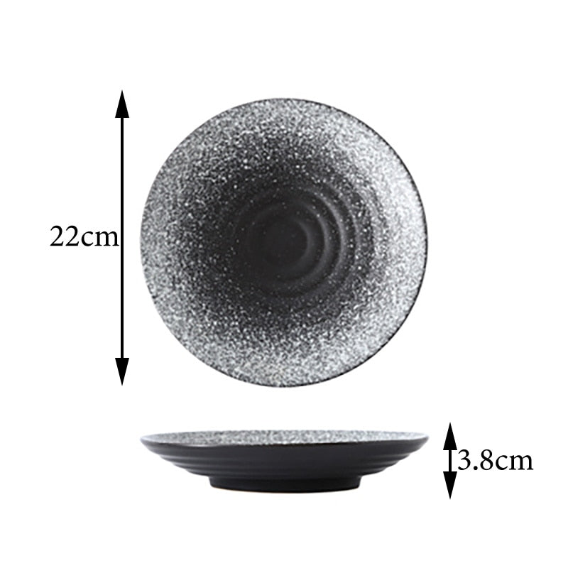 FANCITY Deep round plate, ceramic creative salad plate, household dish, shallow plate