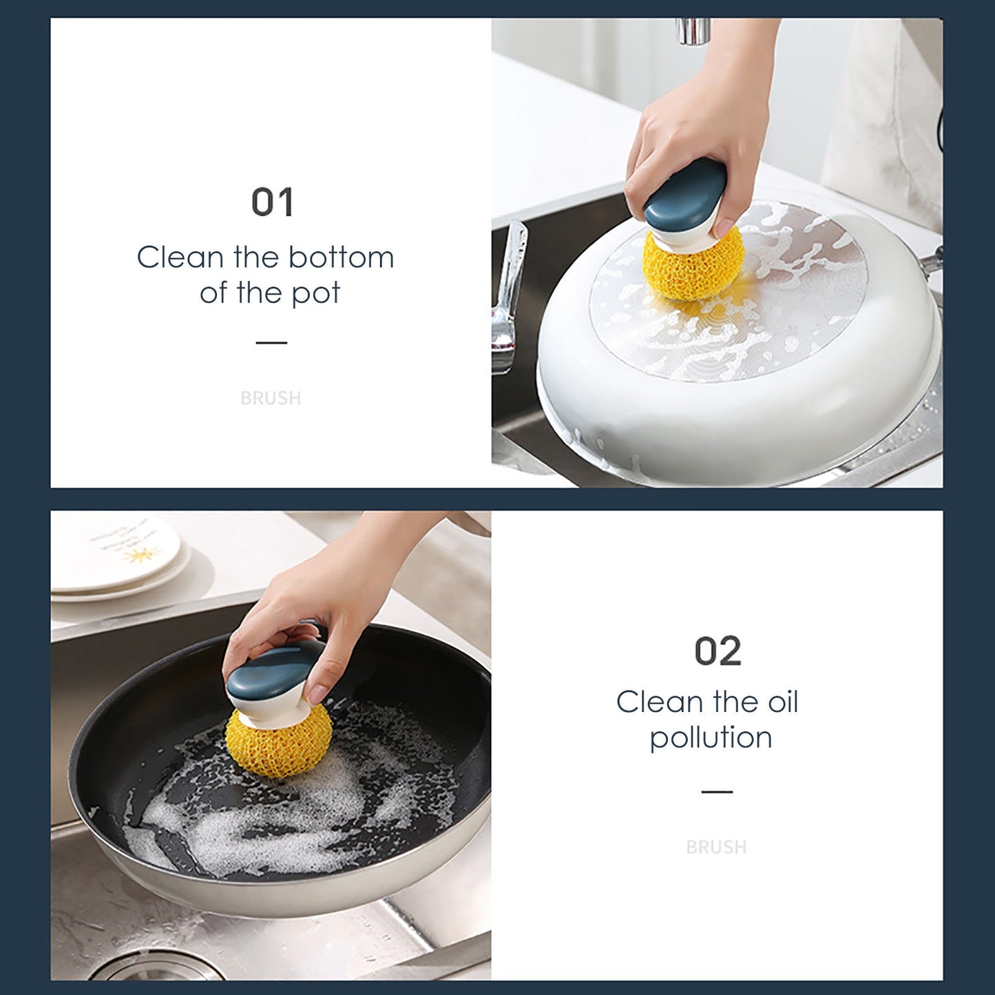 Detachable Nylon Cleaning Brush Ball Kitchen Never Drop Nano-cleaning Ball Pot Brush With Handl Kitchen Cleaning Tools