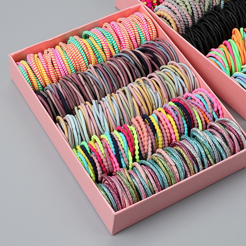 New 100pcs/lot Hair bands Girl Candy Color Elastic Rubber Band Hair band Child Baby Headband Scrunchie Hair Accessories for hair