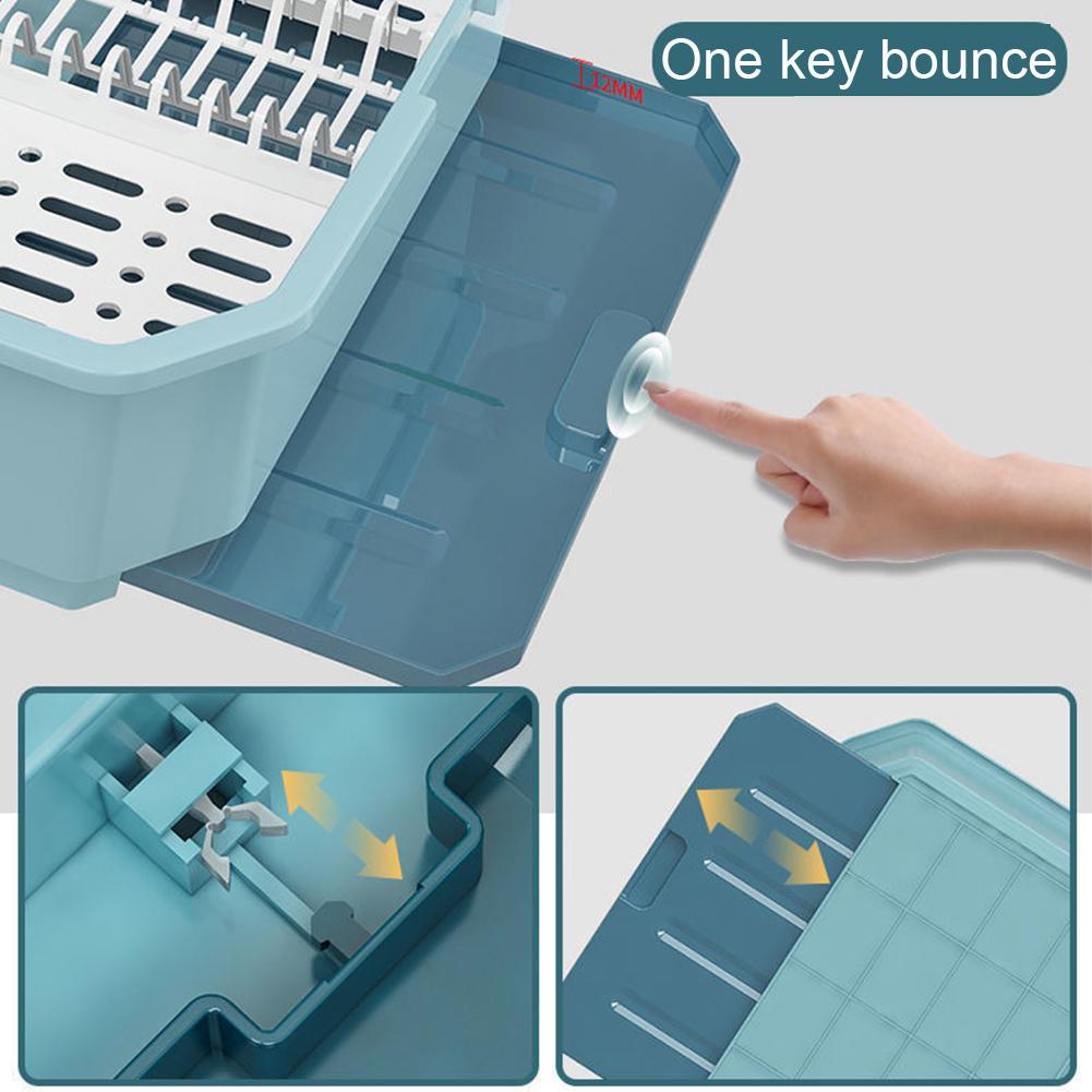 Kitchen Bowl Chopsticks Storage Box Dish Drying Rack Drain Board with Lid Cover Tableware Storage Box Organizer Bowl Drain Rack