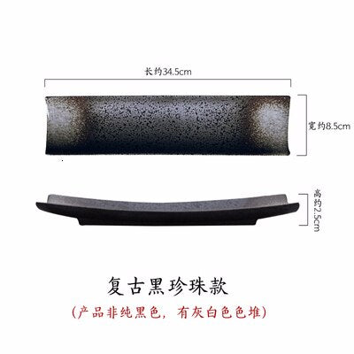 Japanese plate Creative rectangular sushi plate Black simple long plate 34.5cm*8.5cm Japanese restaurant tableware supplies