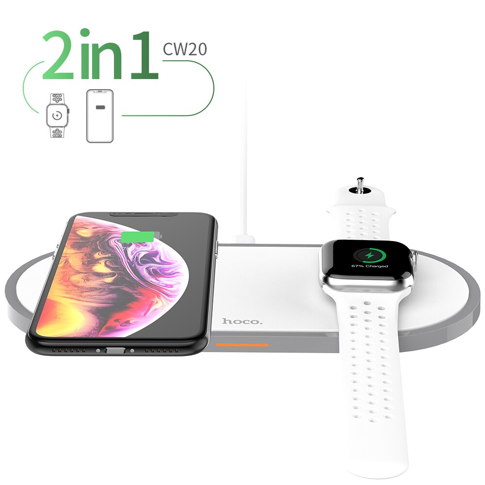 HOCO 3in1 Wireless Charger Qi Pad for iPhone 11 pro X XS Max XR for Apple Watch 4 3 2 Airpods 10W Fast Charge For Samsung S9 S10