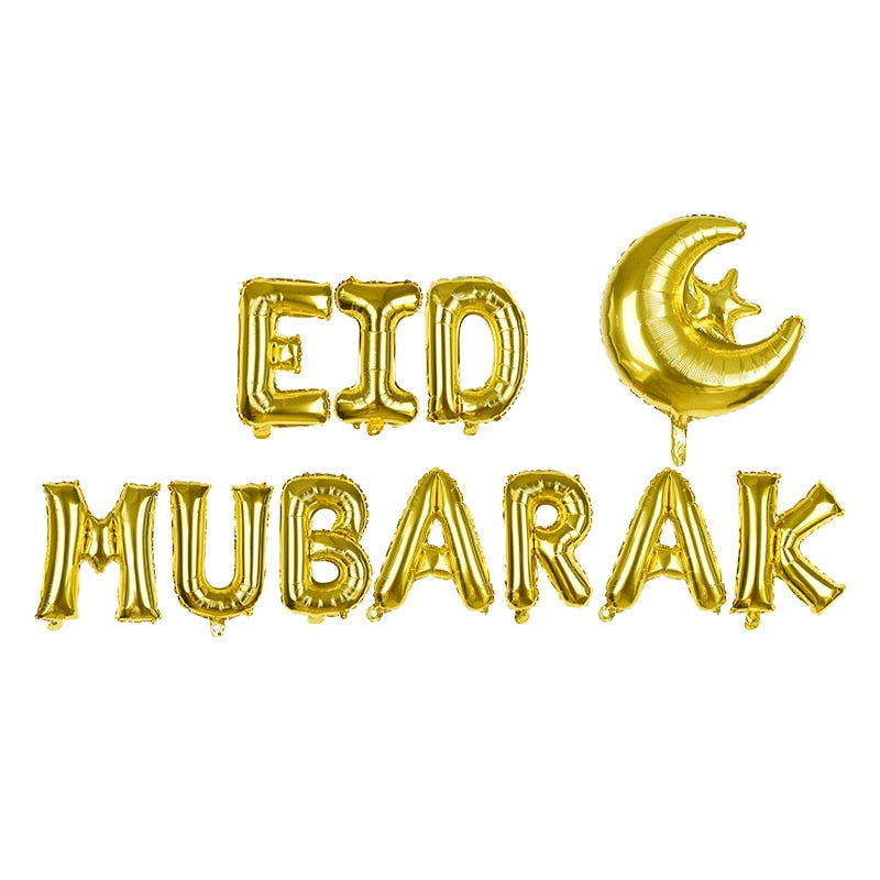 Eid Mubarak Banner Balloons Ramadan Kareem Decoration Ramadan Mubarak Muslim Islamic Festival Party DIY Decorations