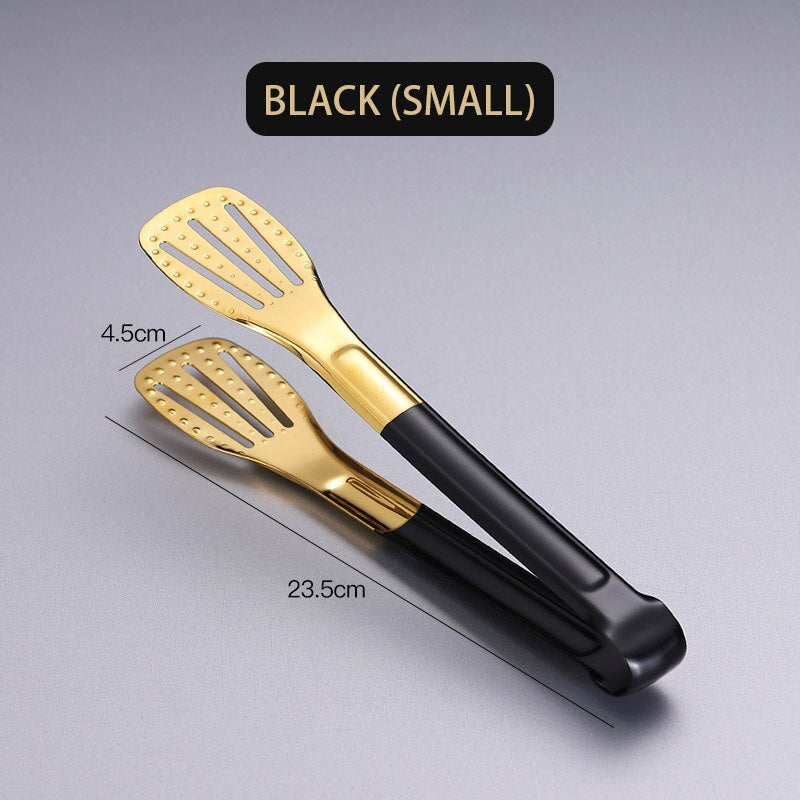 WORTHBUY Gold Stainless Steel Food Tongs Non-Slip Serving Tongs For BBQ Meat Salad Bread Kitchen Accessories Cooking Utensils