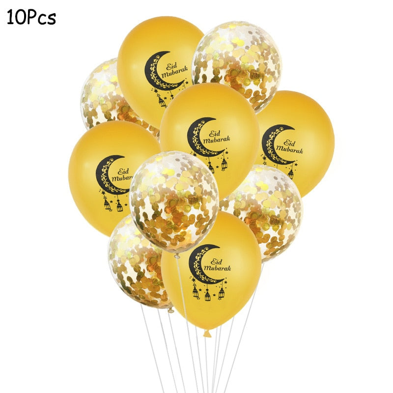 Eid Mubarak Banner Balloons Ramadan Kareem Decoration Ramadan Mubarak Muslim Islamic Festival Party DIY Decorations