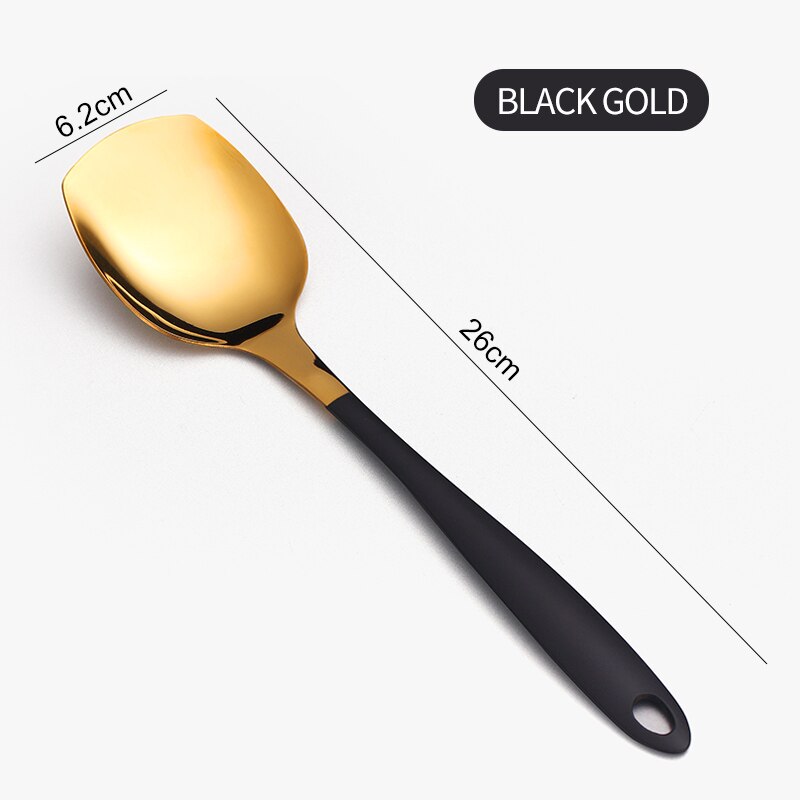 WORTHBUY Gold Kitchen Food Turners Cooking Utensils Stainless Steel Turners With Colorful Long Handle Kitchen Cooking Tools