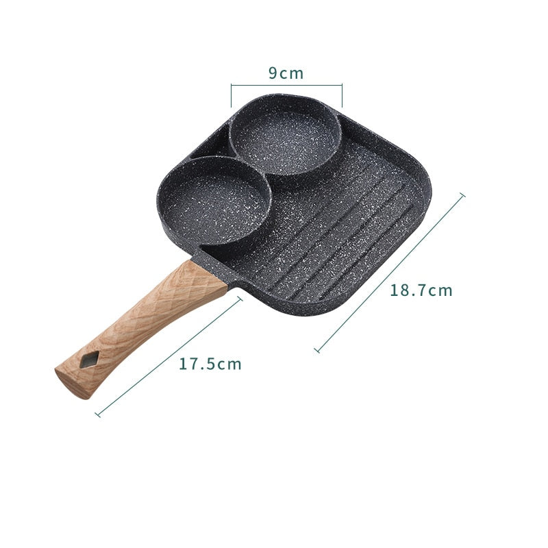 WORTHBUY Multifunctional Frying Pan With Four-Hole Non-Stick Saucepan For Breakfast Maker Omelet Steak Egg Pancake Pan Cookware