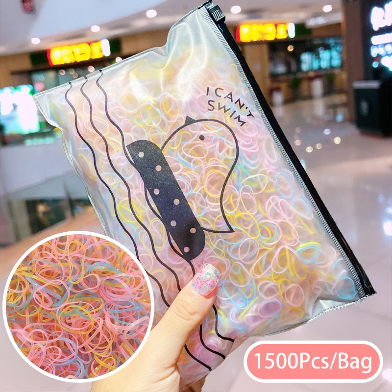 50/100/200 Pcs/Bag Children Cute Candy Cartoon Solid Elastic Hair Bands Girls Lovely Srunchies Rubber Bands Kid Hair Accessories