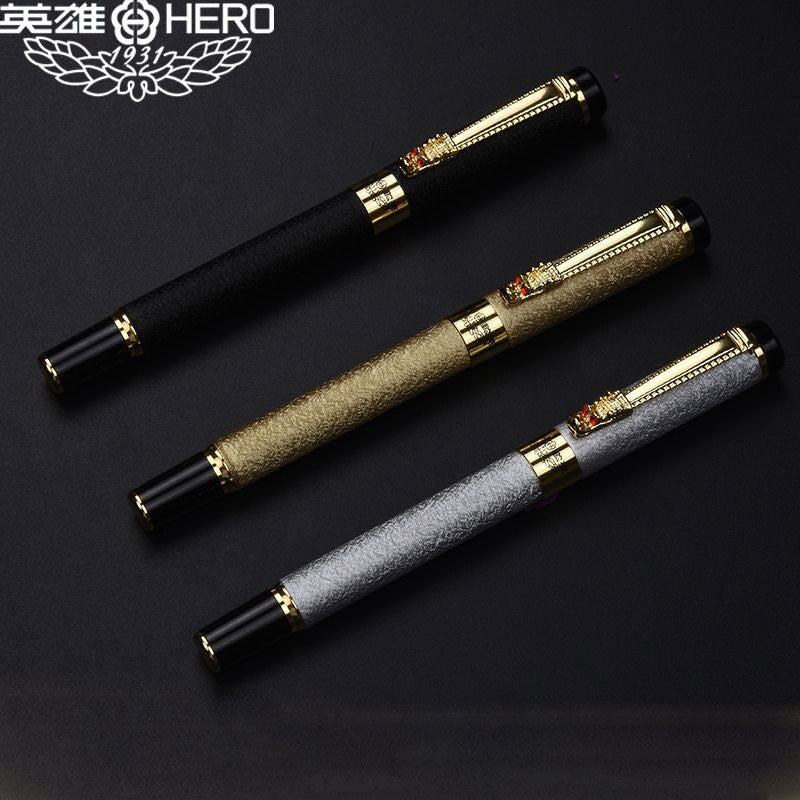 Luxury High Quality Hero Fountain Pen Frosted Black Golden Dragon Iraurita Ink Pen Stationery Office School Supplies New