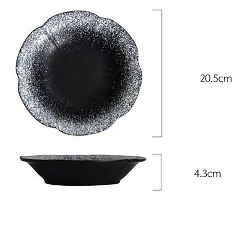 FANCITY Deep round plate, ceramic creative salad plate, household dish, shallow plate