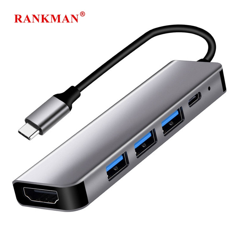 Rankman Type C Hub to 4K HDTV USB-C 3.0 2.0 Charging Power Dock Station for MacBook Samsung S20 Dex Xiaomi 10 PS5 iPad TV Switch