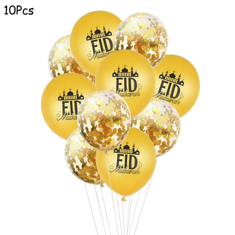 Eid Mubarak Banner Balloons Ramadan Kareem Decoration Ramadan Mubarak Muslim Islamic Festival Party DIY Decorations