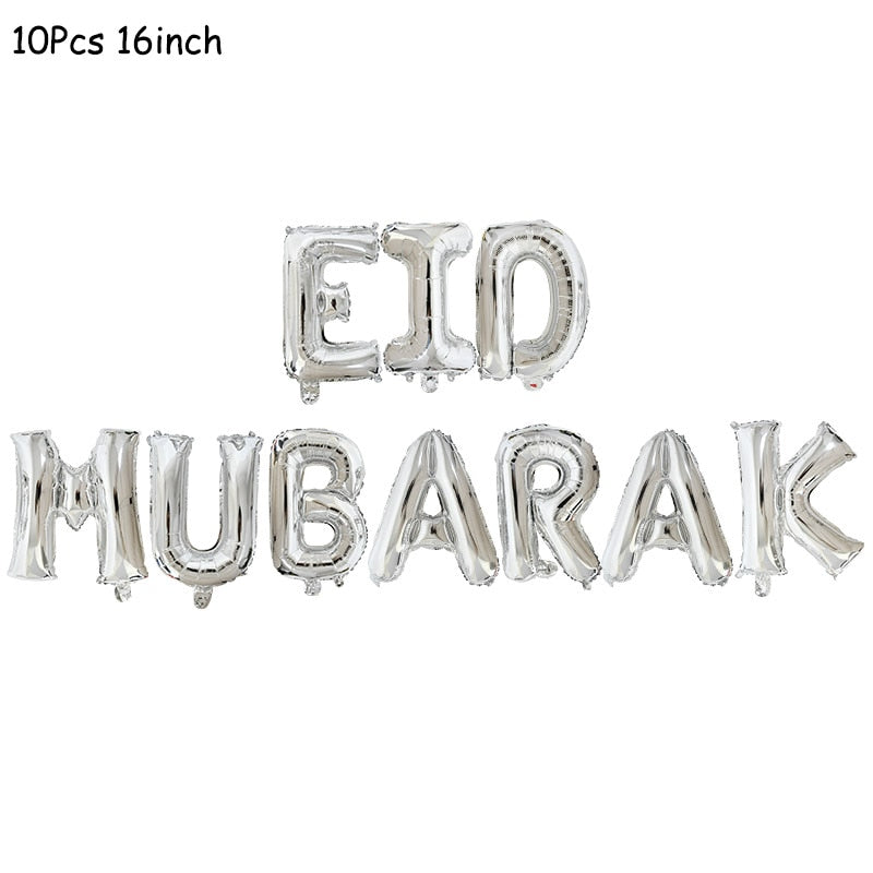 Eid Mubarak Banner Balloons Ramadan Kareem Decoration Ramadan Mubarak Muslim Islamic Festival Party DIY Decorations