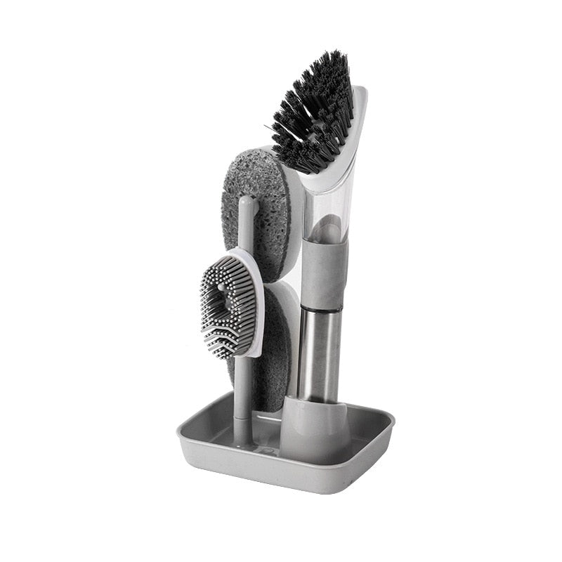 Cleaning brush multifunctional brush dish cleaning kitchen sponge long handle brush descaling decontamination brush pot.