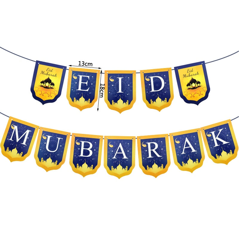 Eid Mubarak Banner Balloons Ramadan Kareem Decoration Ramadan Mubarak Muslim Islamic Festival Party DIY Decorations