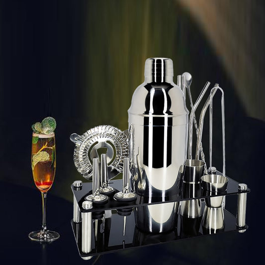 Professional Cocktail Shakers Bartender Kit Stainless Steel Bar Tools 1-15 Pcs/Set Rack Frame Bar Cocktail Recipes