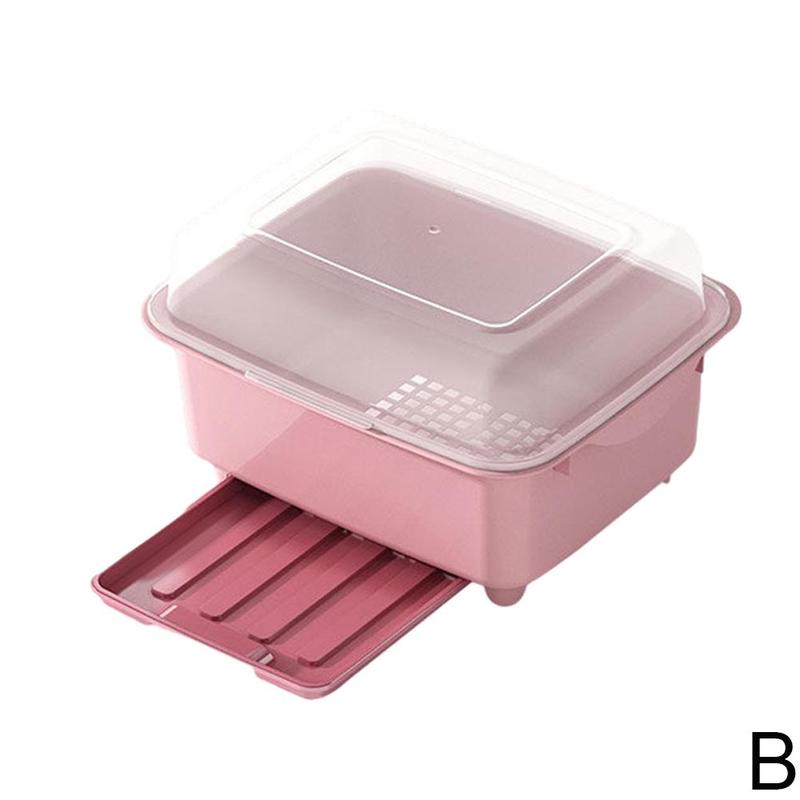 Kitchen Bowl Chopsticks Storage Box Dish Drying Rack Drain Board with Lid Cover Tableware Storage Box Organizer Bowl Drain Rack