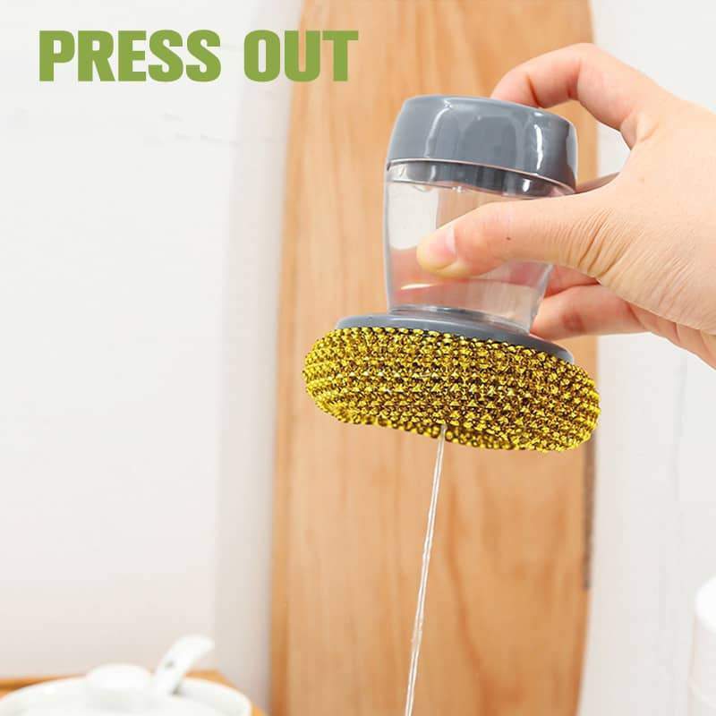 Kitchen Soap Dispensing Palm Brush Easy Use Scrubber Wash Clean Tool Holder Soap Dispenser Brush Kitchen Cleaning Tool