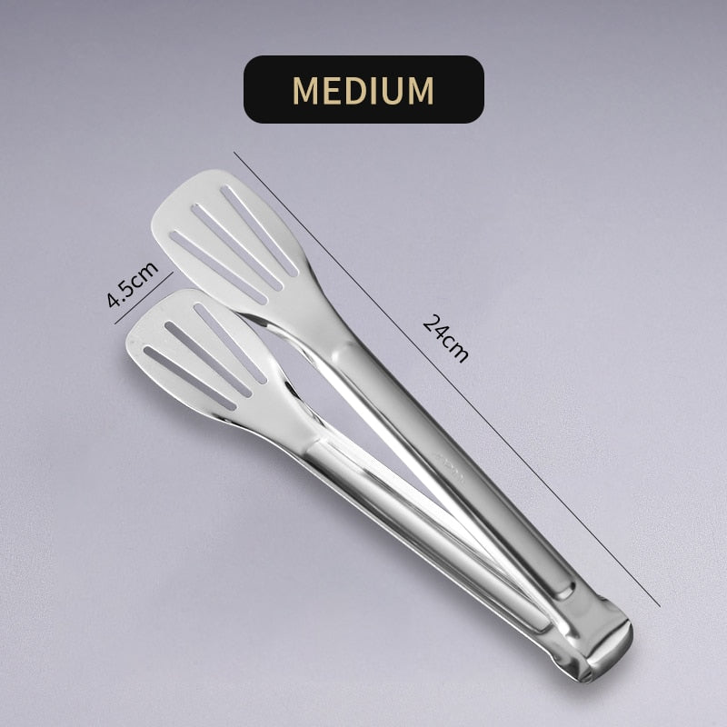 WORTHBUY Gold Stainless Steel Food Tongs Non-Slip Serving Tongs For BBQ Meat Salad Bread Kitchen Accessories Cooking Utensils