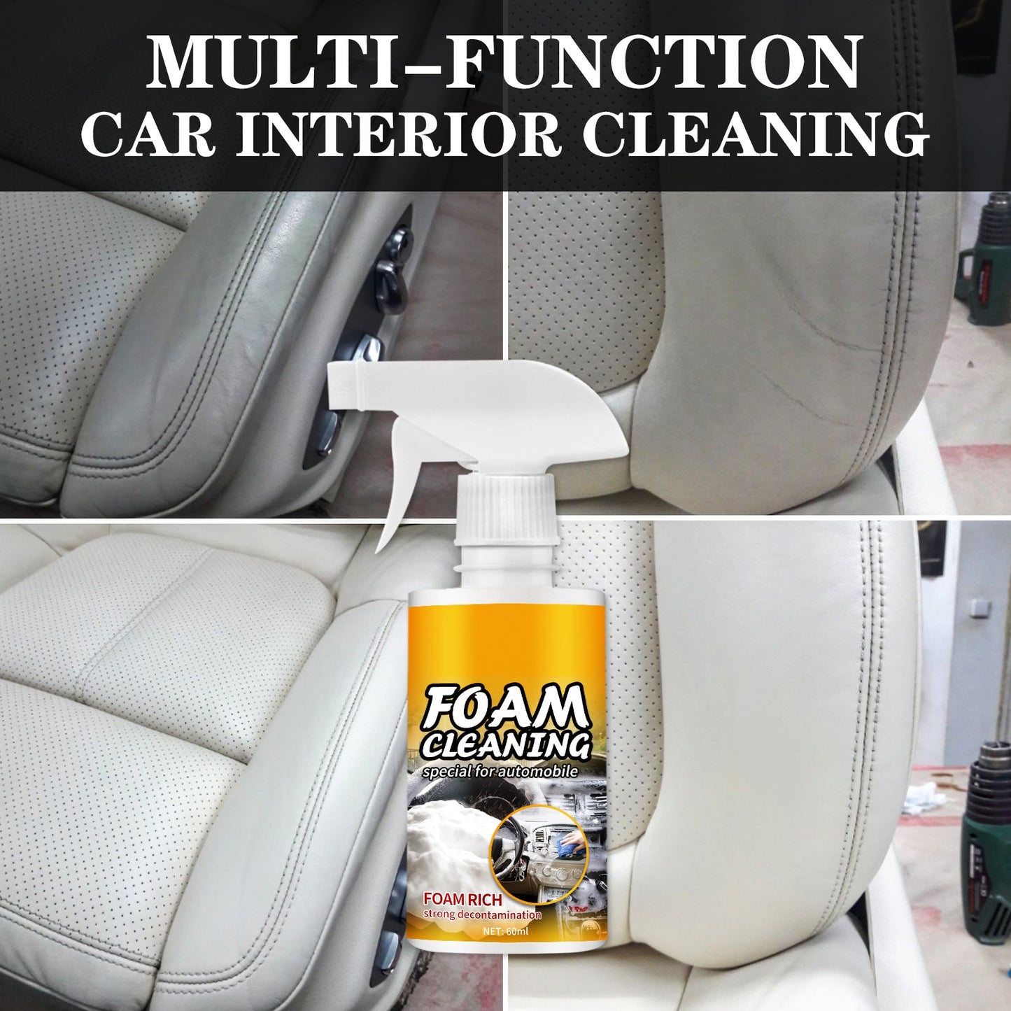 Multipurpose Foam Cleaner for Car Seat Steering Wheel Rinse-Free Car Interior Cleaner Easy to Use PR Sale