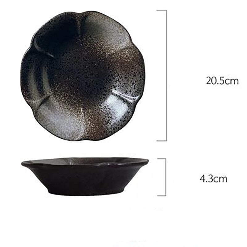 FANCITY Deep round plate, ceramic creative salad plate, household dish, shallow plate