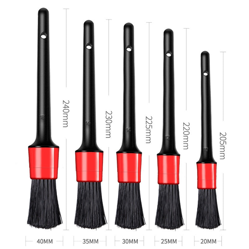 Car Exterior Interior Detail Brush 5PCS Boar Hair Bristles Brush for Car Cleaning Auto Detail Tools Dashboard Cleaning Brush