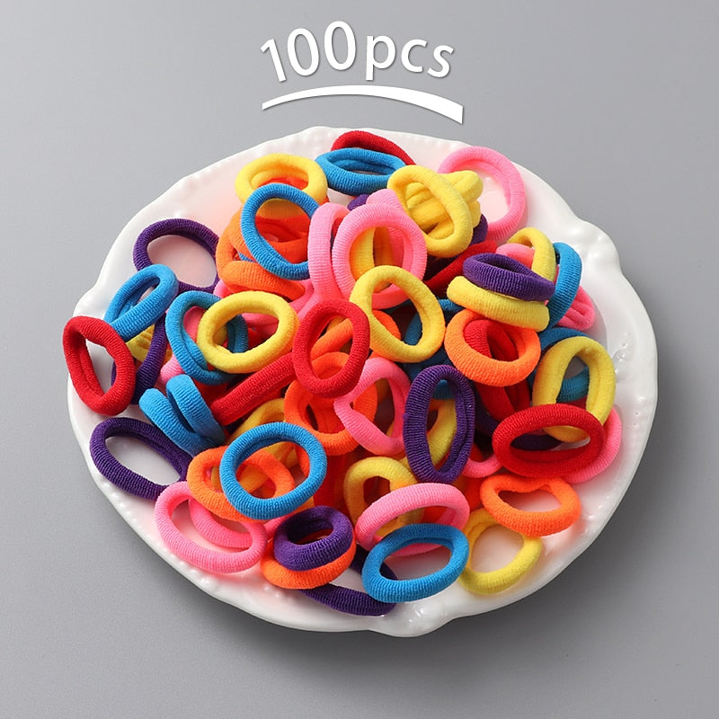 New 100pcs/lot Hair bands Girl Candy Color Elastic Rubber Band Hair band Child Baby Headband Scrunchie Hair Accessories for hair