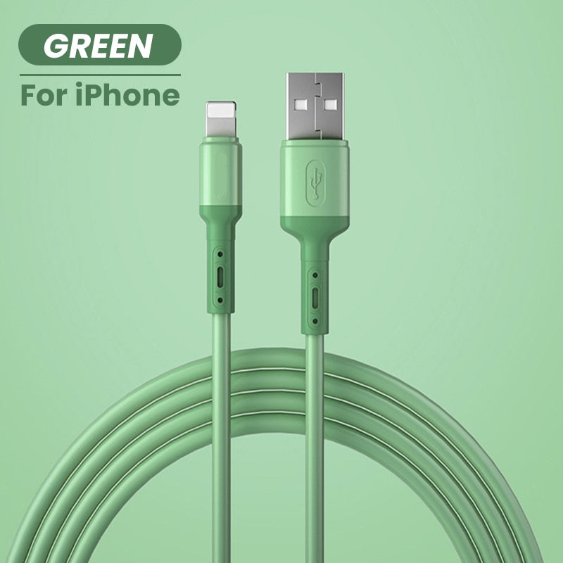 USB Cable For iPhone 13 12 11 Pro Max X XR XS 8 7 6s 5s Fast Data Charging Charger USB Wire Cord Liquid Silicone Cable 1/1.5/2M