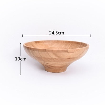 Solid Bamboo Bowl Tableware Dinnerware Children Dinner Service Natural Healthy Against Hot Creative Children Fruit Salad Bowl