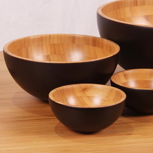 Solid Bamboo Bowl Tableware Dinnerware Children Dinner Service Natural Healthy Against Hot Creative Children Fruit Salad Bowl