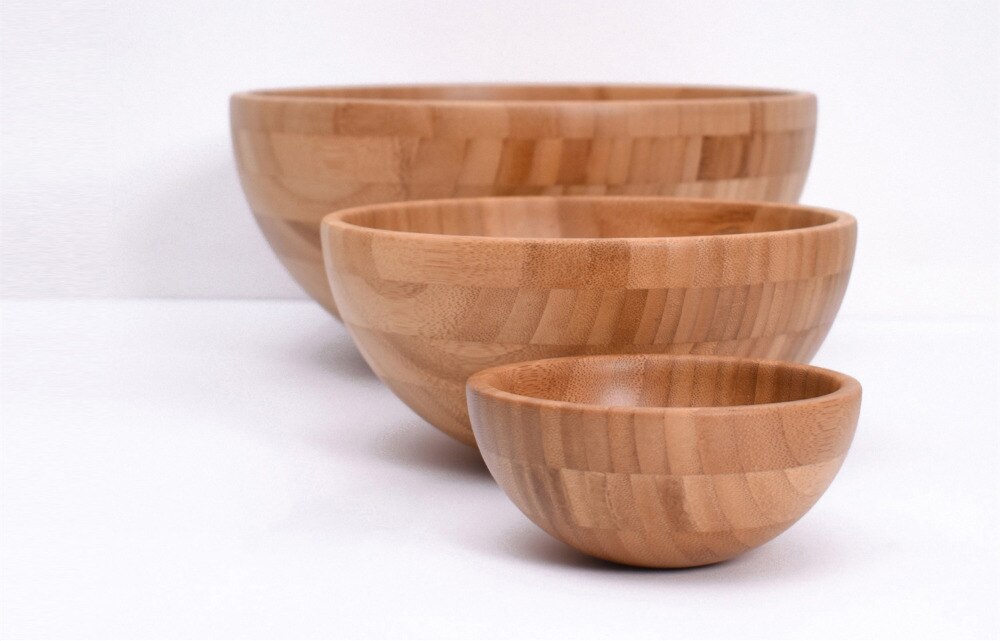 Solid Bamboo Bowl Tableware Dinnerware Children Dinner Service Natural Healthy Against Hot Creative Children Fruit Salad Bowl