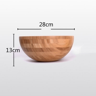 Solid Bamboo Bowl Tableware Dinnerware Children Dinner Service Natural Healthy Against Hot Creative Children Fruit Salad Bowl