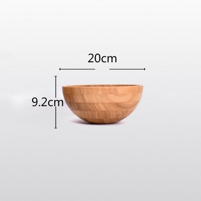 Solid Bamboo Bowl Tableware Dinnerware Children Dinner Service Natural Healthy Against Hot Creative Children Fruit Salad Bowl