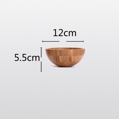 Solid Bamboo Bowl Tableware Dinnerware Children Dinner Service Natural Healthy Against Hot Creative Children Fruit Salad Bowl