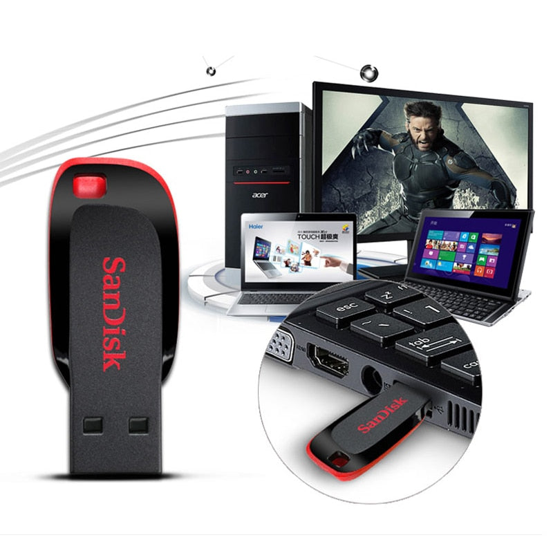 Original SanDisk USB Flash Drive 128GB USB 2.0 Memory Stick 32GB 64GB 16GB USB Disk Pen Drive CZ50 memory stick Pendrive