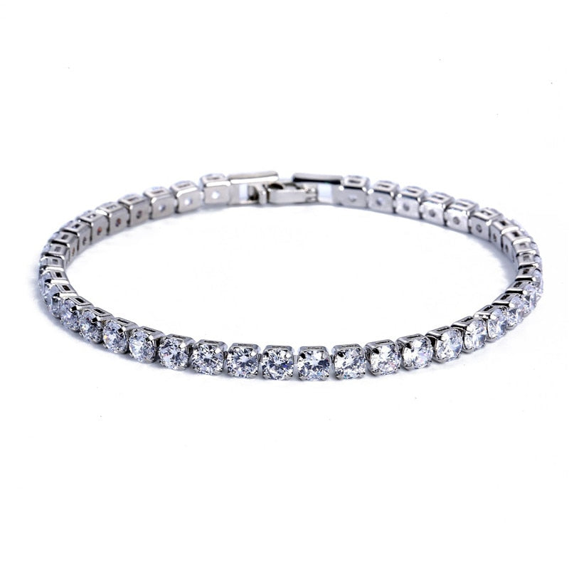 Luxury 4mm Cubic Zirconia Tennis Bracelets Iced Out Chain Crystal Wedding Bracelet For Women Men Gold Silver Color Bracelet