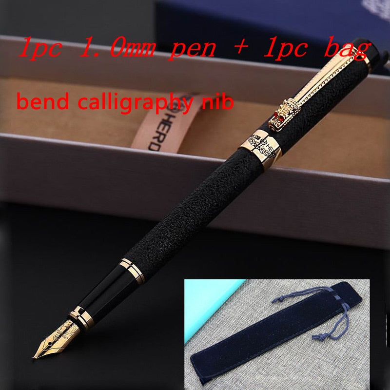 Luxury High Quality Hero Fountain Pen Frosted Black Golden Dragon Iraurita Ink Pen Stationery Office School Supplies New